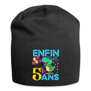 Anniversaire 5 ans Cadeau Dinosaure Garçon - Bonnet en jersey - noir - Devant