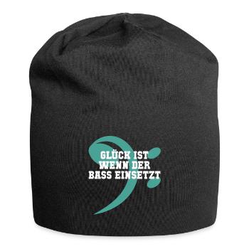 Glück und Bass - Jersey-Beanie - Schwarz - Vorne