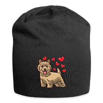 funny Cairn Terrier dog with hearts - Jersey Beanie - black - Front
