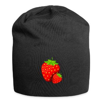 Fresh Strawberries Fruit Vegetarian Vegan Fruits - Jersey Beanie - black - Front