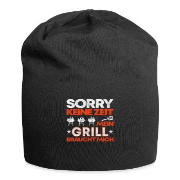 Grill Grillparty Grillsprüche Grillen Geschenk - Jersey-Beanie - Schwarz - Vorne