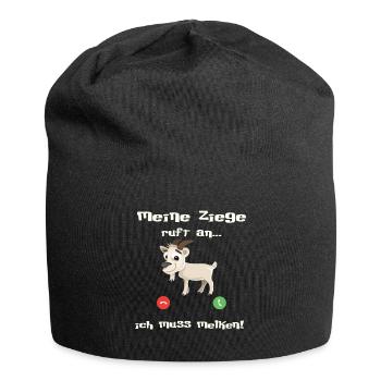 Ziege ruft an- ich muss Melken! - Jersey-Beanie - Schwarz - Vorne