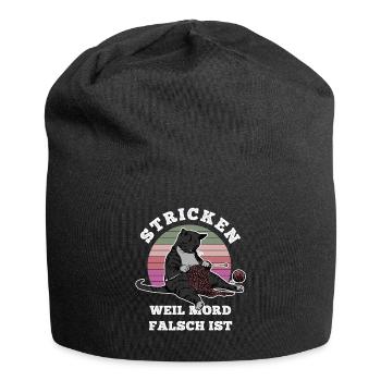 Stricken weil Mord falsch ist Katze Sarkasmus - Jersey-Beanie - Schwarz - Vorne