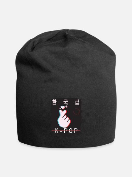 K-Pop Saranghae Aesthetic Korean... K-Pop - Jersey-Beanie - Schwarz