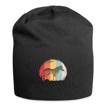Zebra Tiermotiv Retro Vintage - Jersey-Beanie - Schwarz - Vorne