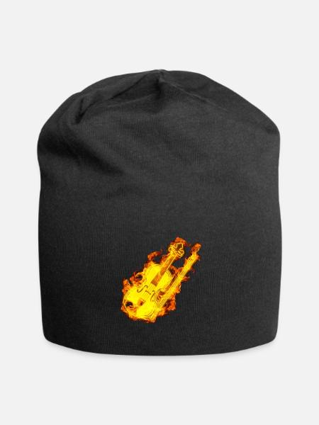 Violine In Flammen Musik Geigen Liebhaber Geschenk - Jersey-Beanie - Schwarz