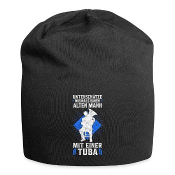 Alter Mann mit Tuba Tubist Tubaspieler Spruch - Jersey-Beanie - Schwarz - Vorne