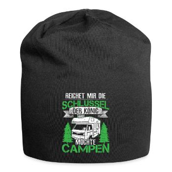 Camping Wohnwagen Camper Wohnmobil Geschenk - Jersey-Beanie - Schwarz - Vorne