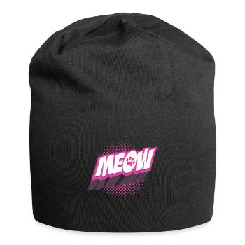Katze Miau - Jersey-Beanie - Schwarz - Vorne