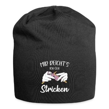 stricken stricksprüche häkelsprüche häklerinnen - Jersey-Beanie - Schwarz - Vorne
