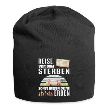 Reise vor dem Sterben - Campen Wohnmobil - Jersey-Beanie - Schwarz - Vorne