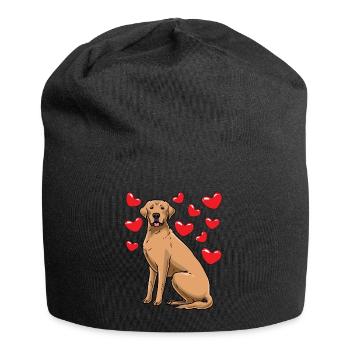 Broholm dog with hearts - Jersey Beanie - black - Front