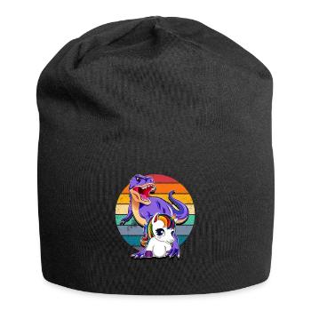 Unicorn and Dinosaur - Jersey Beanie - black - Front