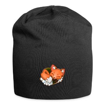 Cute Fox Japanese Sushi - Jersey Beanie - black - Front