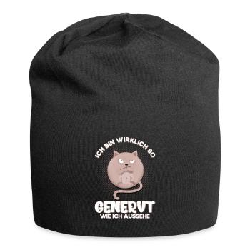 Genervt Katze Grumpy Geschenk - Jersey-Beanie - Schwarz - Vorne