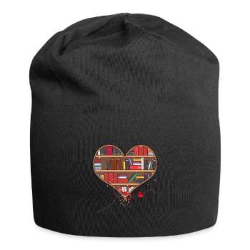 Amateur de livres Forme du cœur Lire Club bibliothécaire Büc - Bonnet en jersey - noir - Devant