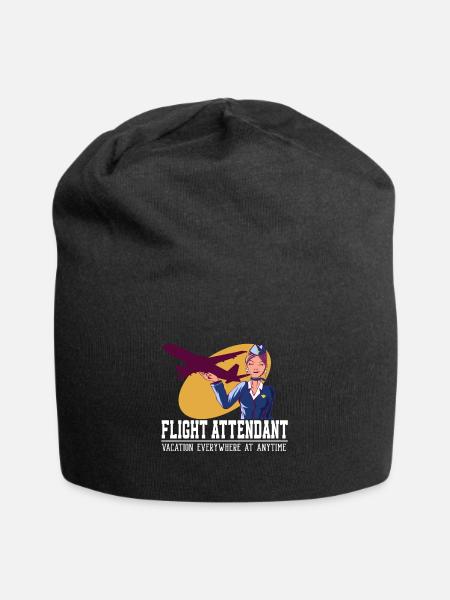 Flight Attendant Vacation Everywhere - Jersey-Beanie - Schwarz