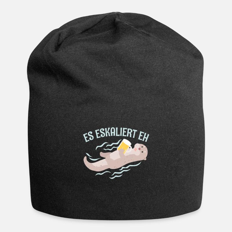 Otter Geschenk mit Süße Otter - Jersey-Beanie - Schwarz