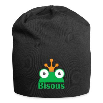 Bisous Roi grenouille baiser baiser Love Idée cadeau - Bonnet en jersey - noir - Devant