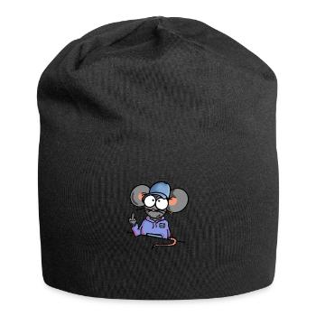 Maus zeigt Mittelfinger - Jersey-Beanie - Schwarz - Vorne
