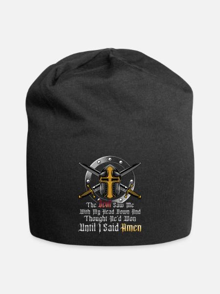 Crusader Knight Helmet Crusades Knights Templar - Jersey Beanie - black