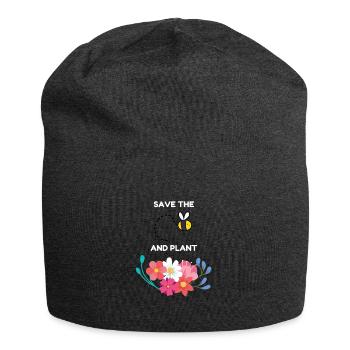 Save the bees and plants flowers Apker Abeille Fleurs - Bonnet en jersey - charbon - Devant