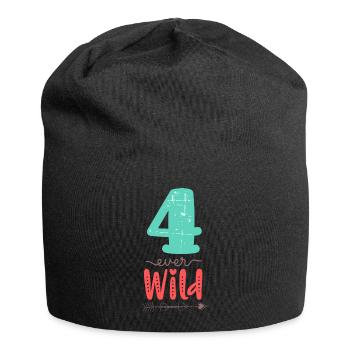 Four Ever Wild 4th Birthday Gift Girl - Jersey Beanie - black - Front