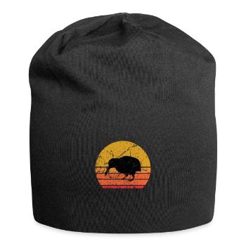 Retro Sonne Kiwi Laufvogel Geschenk - Jersey-Beanie - Schwarz - Vorne
