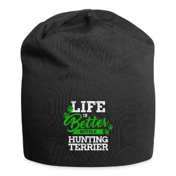 Living with German Hunting Terrier Terrier Saying - Jersey Beanie - black - Front