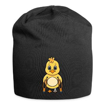 Küken mit gebrochenem Bein - Jersey-Beanie - Schwarz - Vorne