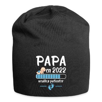 Futur papa 2022 idée cadeau nouvelle naissance - Bonnet en jersey - noir - Devant