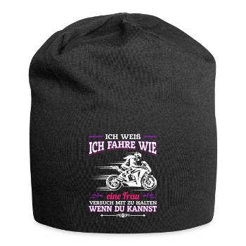 Frauen Motorrad Fahrerin Biker Girl Geschenk - Jersey-Beanie - Schwarz - Vorne