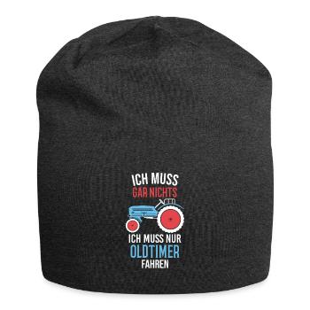 Oldtimer Traktor Landwirt Geschenk - Jersey-Beanie - Anthrazit - Vorne