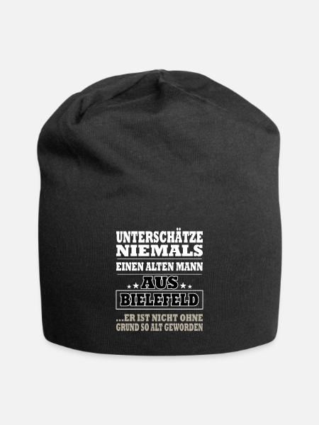 Alter Mann aus Bielefeld Bielefelder - Jersey-Beanie - Schwarz