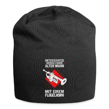 Alter Mann mit Flügelhorn lustiger Hornist Spruch - Jersey-Beanie - Schwarz - Vorne