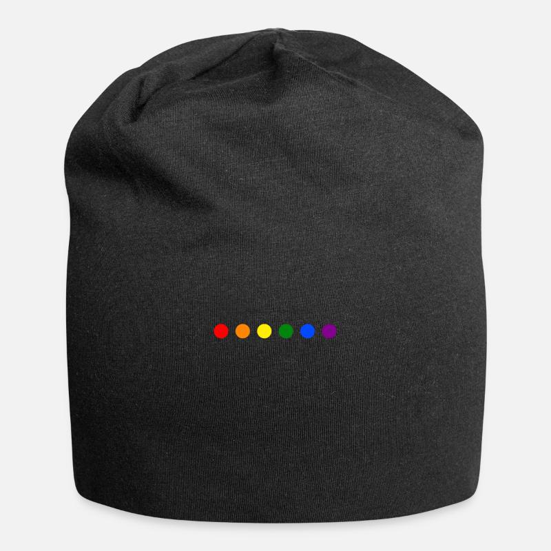 LGBT Rainbow Colors Dots - Jersey-Beanie - Schwarz