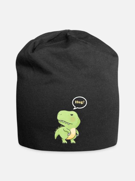 Cute T-Rex Hug - Jersey Beanie - black