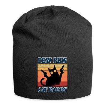 Cat Daddy Vintage 80er Pew Pew Katze Katzenpapa - Jersey-Beanie - Schwarz - Vorne