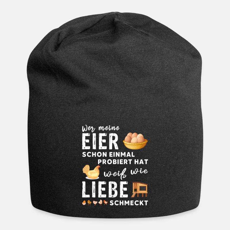 Lustiger Eier Spruch - Bio Landwirt und Bauer Huhn - Jersey-Beanie - Schwarz