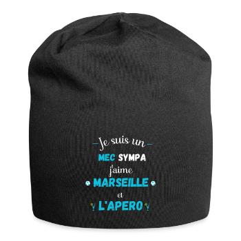 T.Shirt mec sympa j'aime Marseille et l'apéro - Bonnet en jersey - noir - Devant