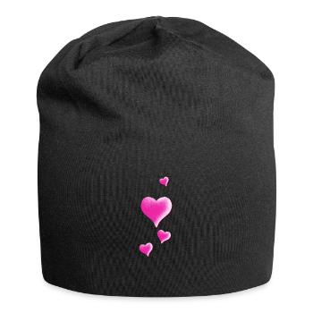 Pinke Herzen Illustration Vintage Herz Design - Jersey-Beanie - Schwarz - Vorne