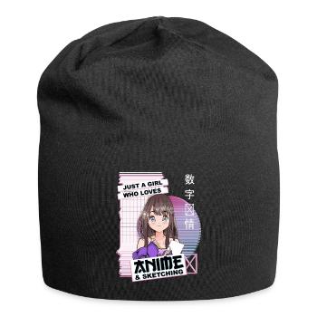 Just A Girl Who Loves Anime & Sketching - Kawaii - Jersey Beanie - black - Front