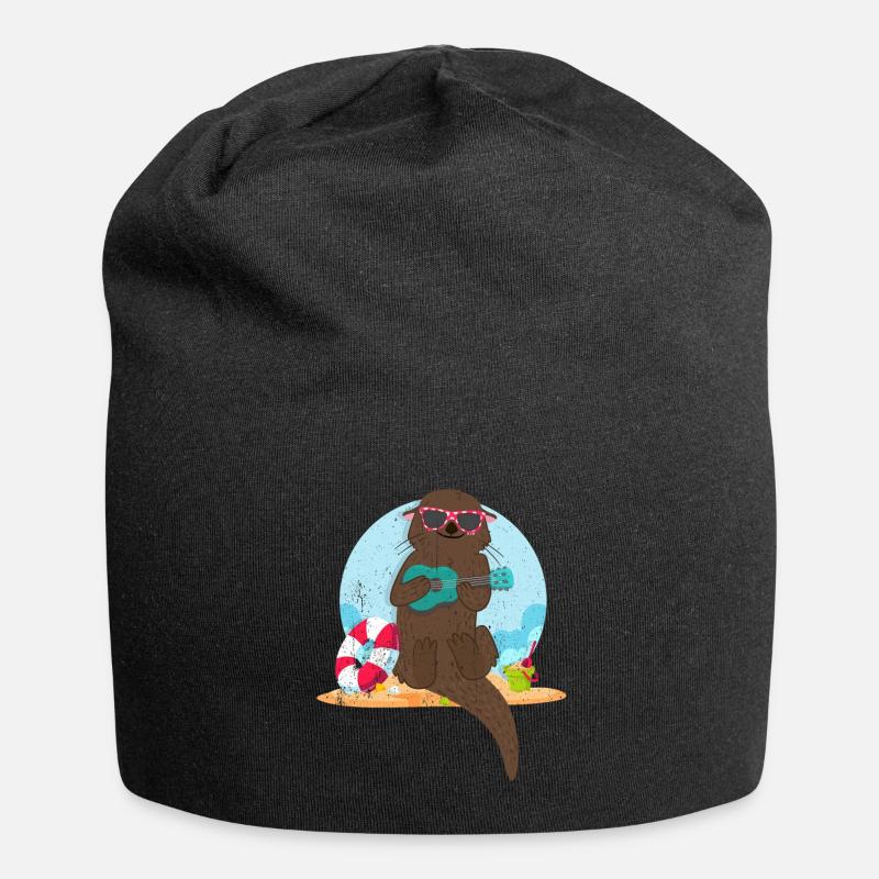 Otter plage Tshirt cadeau animal mignon furet - Bonnet en jersey - noir