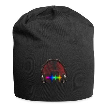 Casque musique DJ Techno Beat cadeau - Bonnet en jersey - noir - Devant