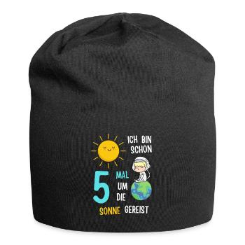 5 Jahre Kind Geburtstag Kinder Kindergeburtstag - Jersey-Beanie - Schwarz - Vorne