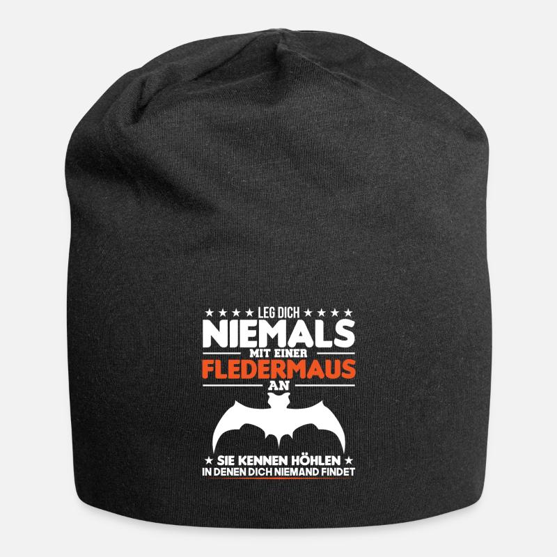Fledermaus Spruch Tierliebhaber Fledermäuse - Jersey-Beanie - Schwarz