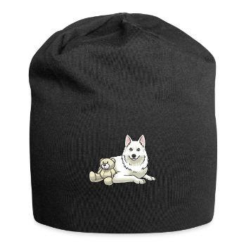Yakutskaya Laika chien avec peluche - Bonnet en jersey - noir - Devant