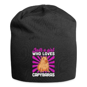 Mädchen das Capybaras liebt Wasserschwein Spruch - Jersey-Beanie - Schwarz - Vorne