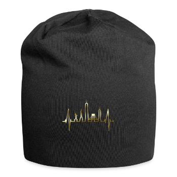New York Skyline Herzschlag Herz Puls USA Geschenk - Jersey-Beanie - Schwarz - Vorne
