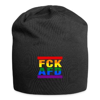 Gegen Nazis - FCK AFD - Gegen Rechts - LGBTQ - Jersey-Beanie - Schwarz - Vorne